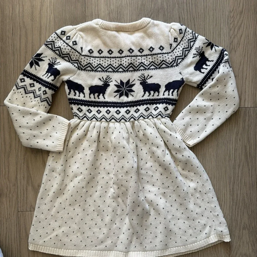 Gymboree Girls Size 6 Fair Isle Sweater Dress Navy Beige Knit